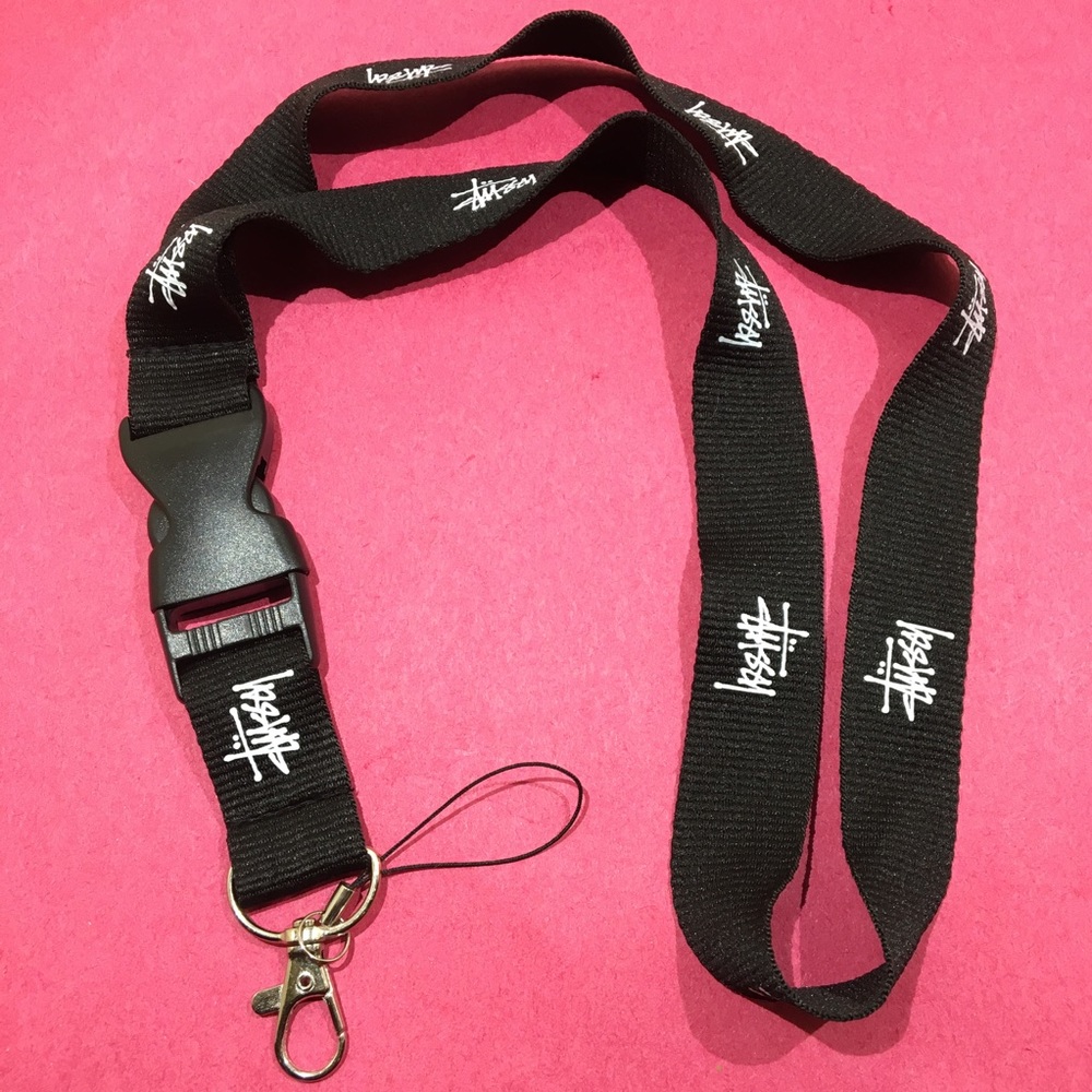Stussy Lanyard Keychain NY Black